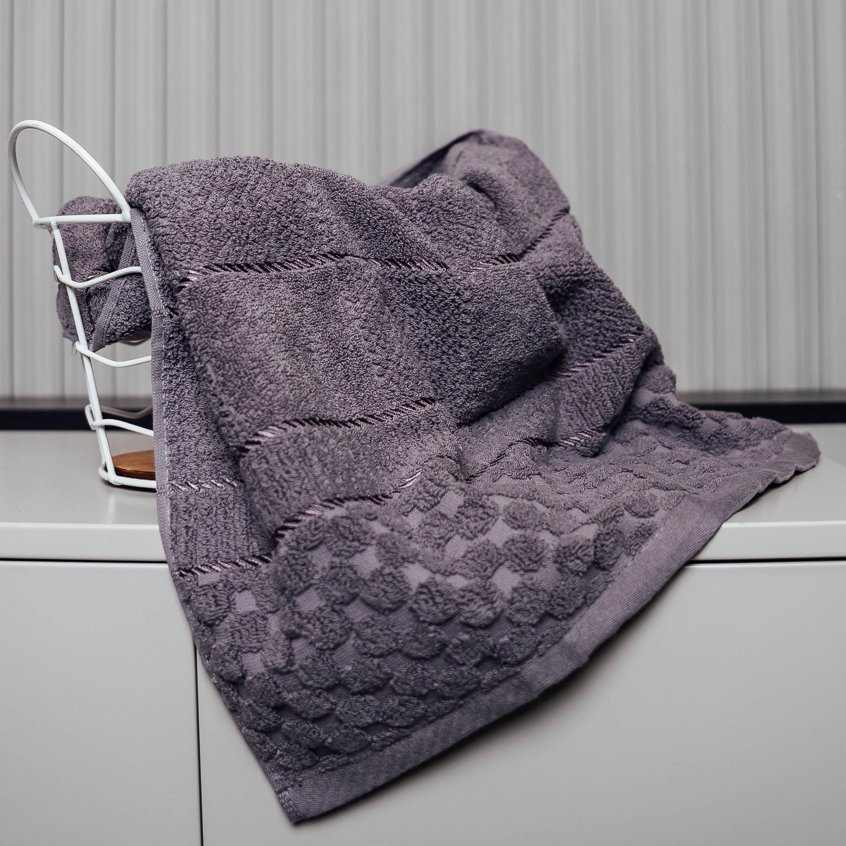 Полотенце КвадроКомфорт лицо тиснение 100х50 см Серый (88199) - фото 1