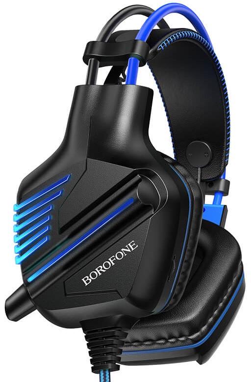 Наушники игровые BOROFONE BO101 с микрофоном LED Racing headphones Hi-Res AUX Black/Blue