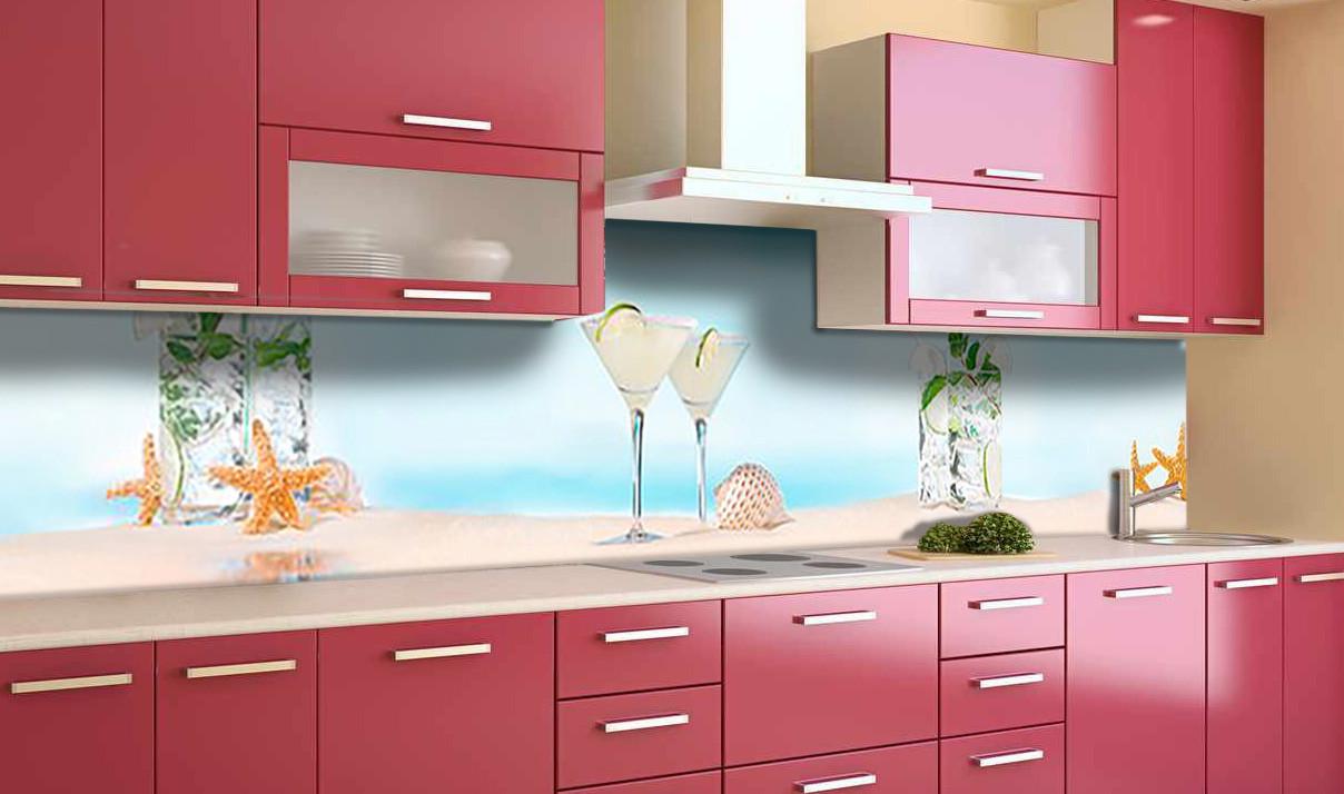 Кухонный фартук Коктейль на пляже песок из самоклеящейся виниловой пленки 65х250 см Голубой Кухонный фартук Коктейль на пляже песок из самоклеящейся виниловой пленки 65х250 см Голубой