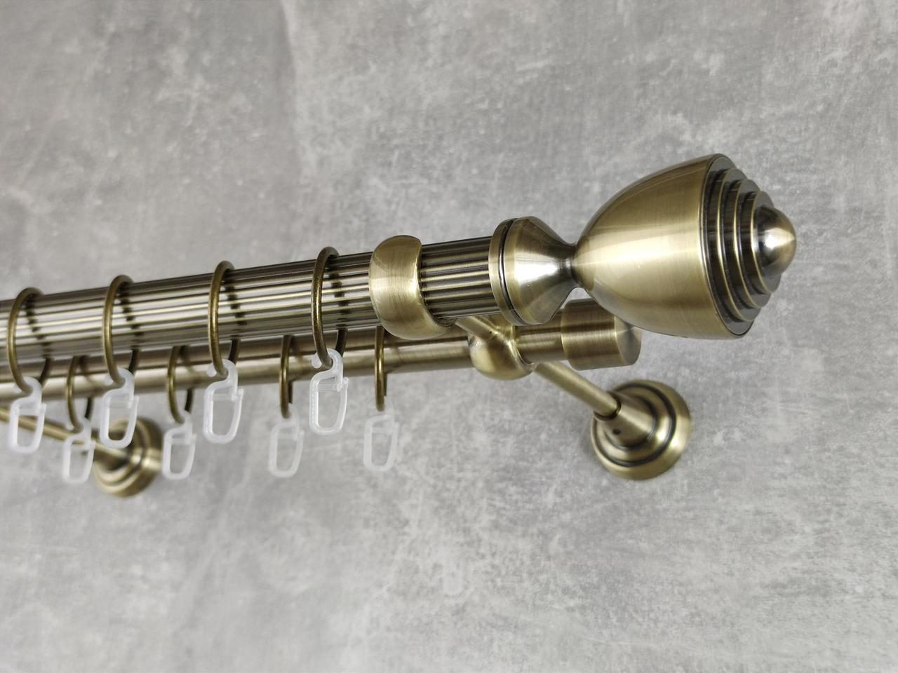 Карниз MStyle металлический для штор двухрядный Палацыо 25/19 мм рифленый 400 см Антик (5012652)