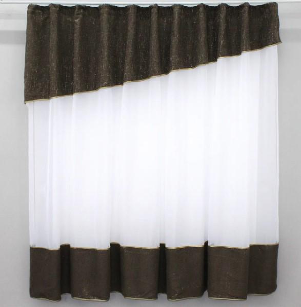 Занавеска кухонная шифон/лен 270х170 см Венге/Белый (047к) - фото 1 Занавеска кухонная шифон/лен 270х170 см Венге/Белый (047к) - фото 1