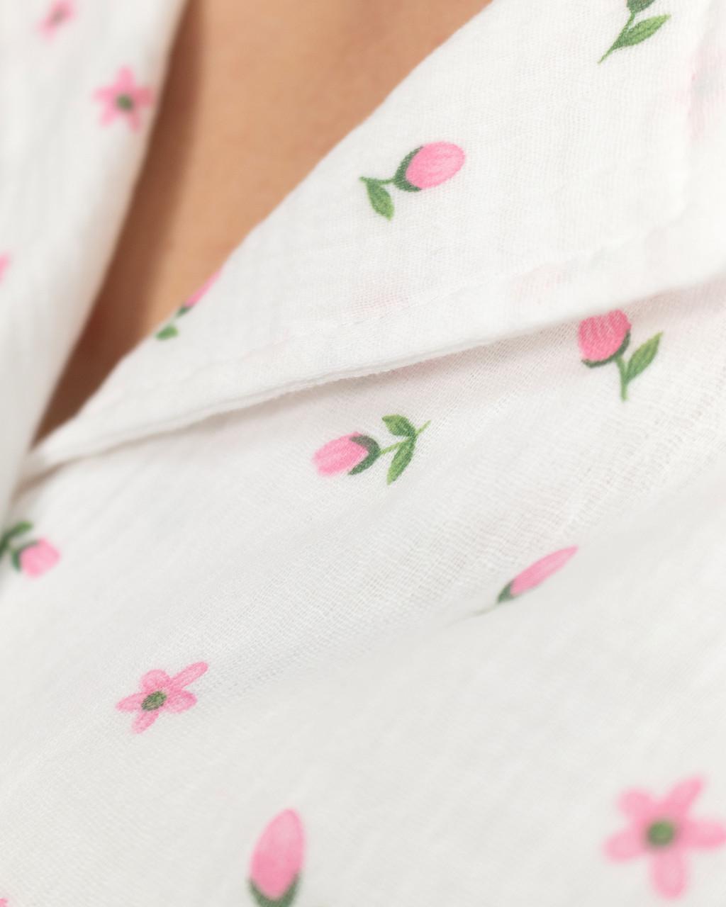 Піжама жіноча з мусліну сорочка і шорти Рожеві тюльпани (2107373325) - фото 7 Піжама жіноча з мусліну сорочка і шорти Рожеві тюльпани (2107373325) - фото 7