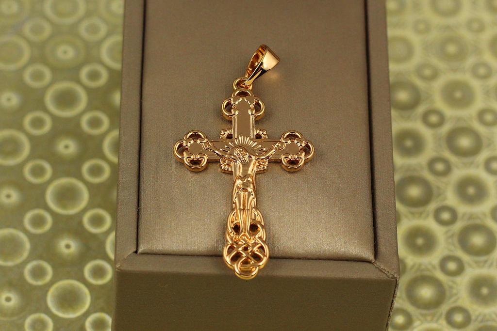 Крестик Xuping Jewelry с распятием края кольцами 4 см Золотистый (26485979)