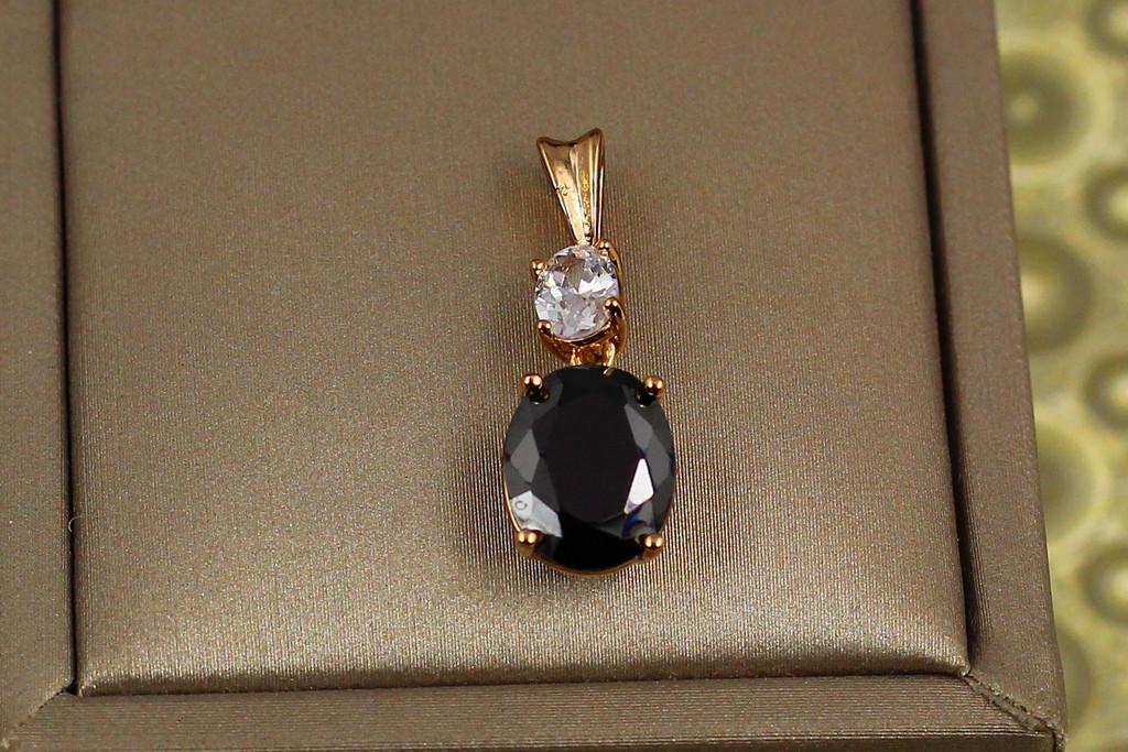 Кулон Xuping Jewelry овальный черный фианит 1,6 см Золотистый (2177164237)