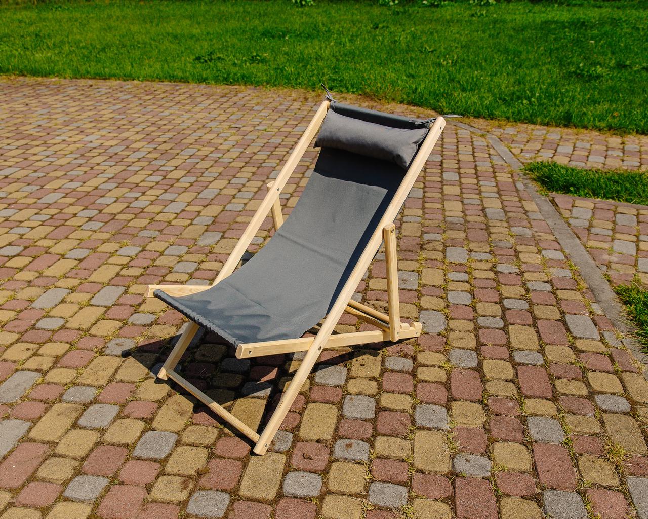 Шезлонг для дачи тканевый XRmaster с подушкой Графитовый (КШ-023)