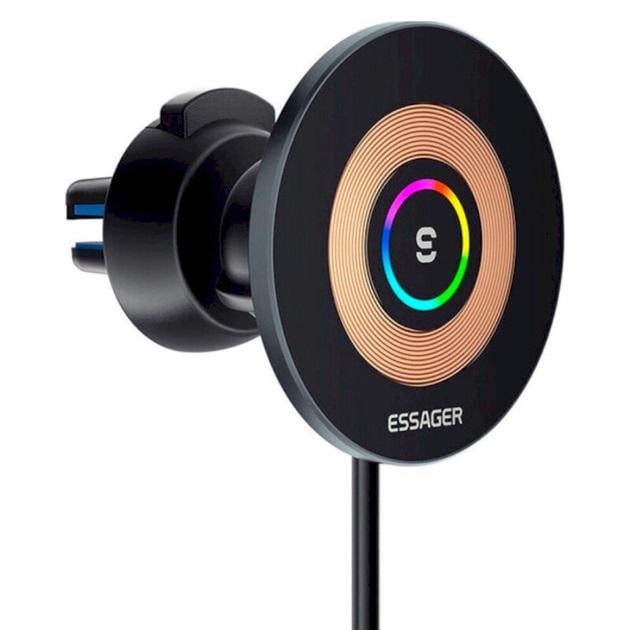 Держатель для телефона в машину Essager EZJCX-GY01A-Z Arpege 15W Magnetic Wirless Car Charger with Phone Holder Function Black (18410091)
