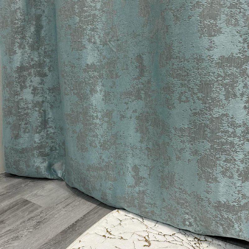 Штори жакардові з мармуровим візерунком середнє затемнення 1,5x2,7 м 2 шт. Бірюзовий (К1039-4) - фото 6 Штори жакардові з мармуровим візерунком середнє затемнення 1,5x2,7 м 2 шт. Бірюзовий (К1039-4) - фото 6