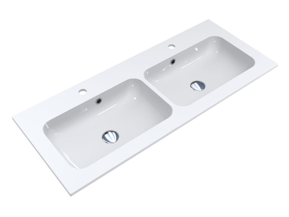 Умивальник Miraggio DELLA 1100-2 з литого мрамора глянсовий Білий (84006) Умивальник Miraggio DELLA 1100-2 з литого мрамора глянсовий Білий (84006)