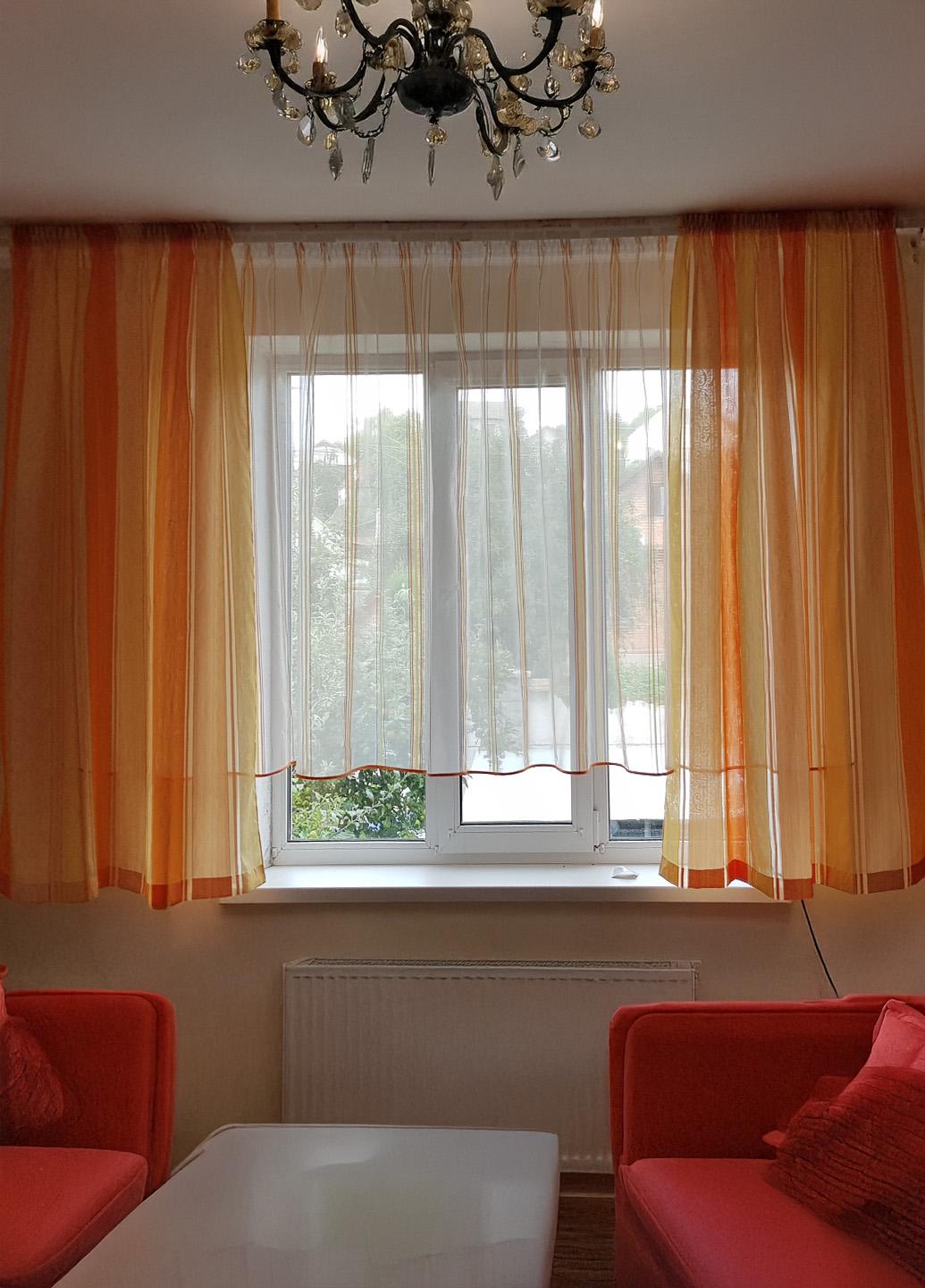 Комплект штор и тюль к подоконнику Firanka Line карниз 250 см Оранжевый (71_4к) - фото 2 Комплект штор и тюль к подоконнику Firanka Line карниз 250 см Оранжевый (71_4к) - фото 2