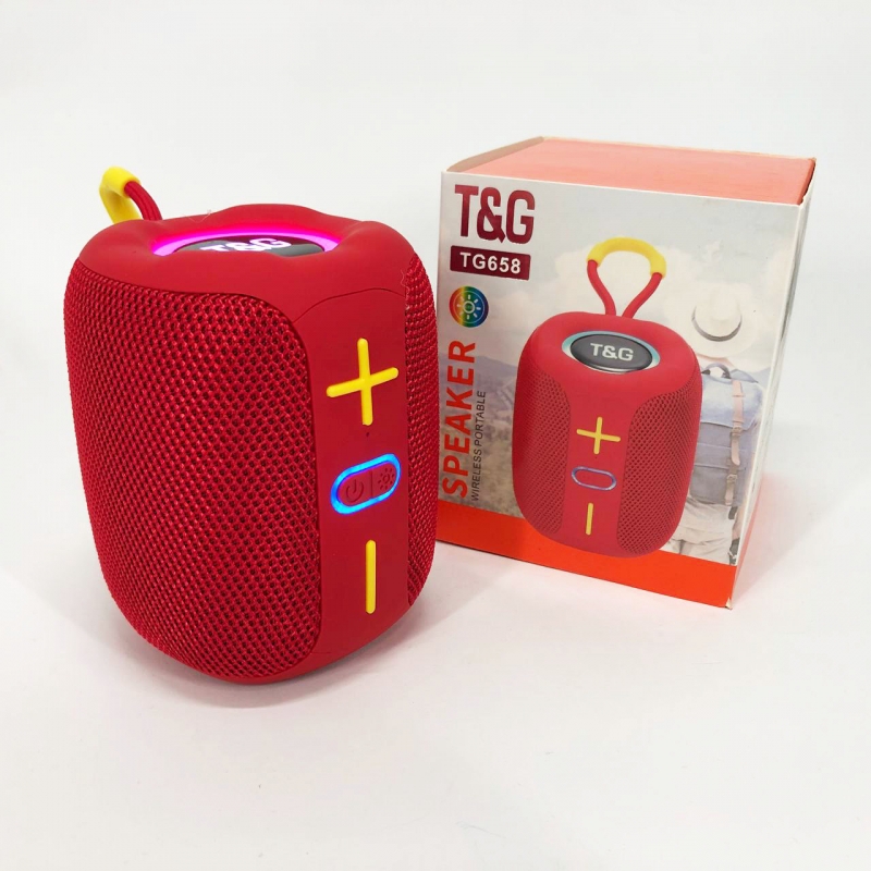 Колонка портативная TG 658 с RGB подсветкой Red (tf4903) - фото 13