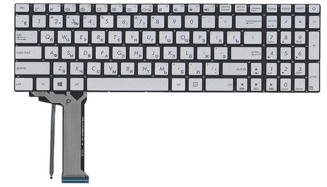 Клавиатура для ноутбука Asus N551JQ с подсветкой клавиш матовая (0KNB0-662BRU00)