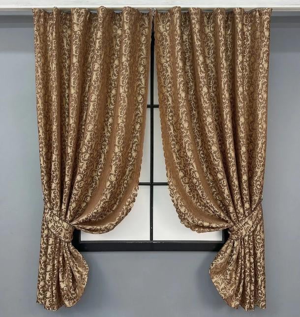 Комплект штор жаккард 1,4х1,7 м 2 шт. Коричневый/Золотистый (1587ш 35-0237)
