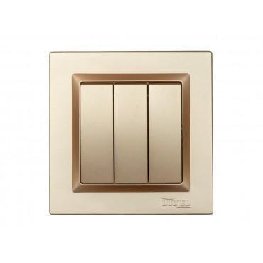 Выключатель трехклавишный Luxel JAZZ 9613+9313 с кремовым механизмом Бронзовый (27552690)