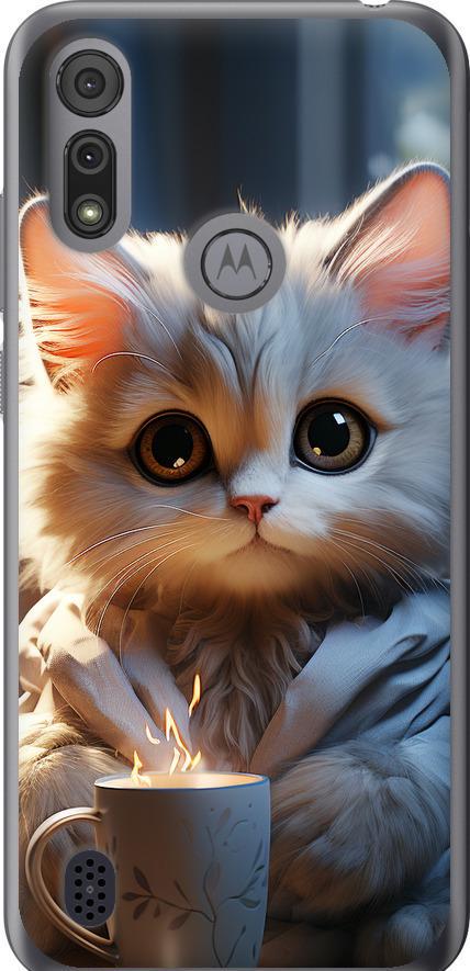 Чохол на Motorola E6i Білий кіт (5646u-2355-42517)