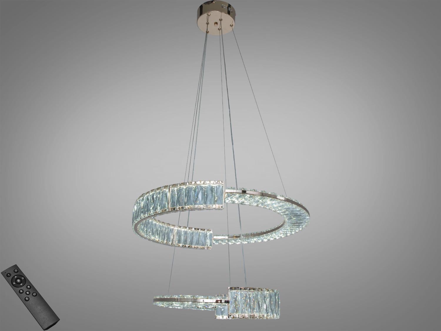 Люстра подвесная LED хрусталь 2 кольца/пульт 103 Вт Золотой (561/600/400G) Люстра подвесная LED хрусталь 2 кольца/пульт 103 Вт Золотой (561/600/400G)
