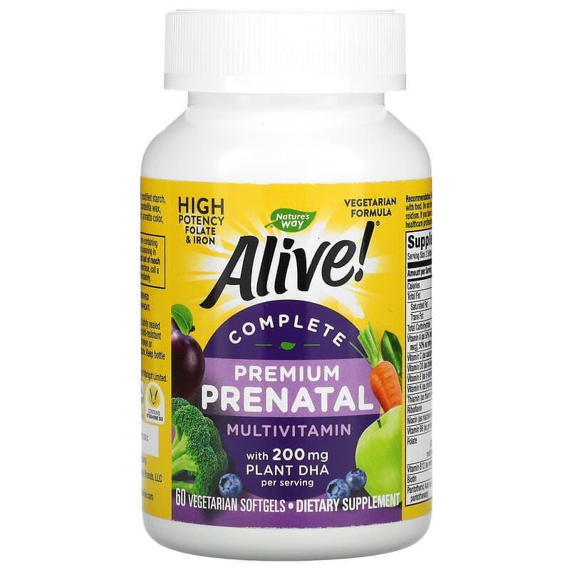 Мультивитамины для беременных и Омега-3 ДГК Nature's Way Alive Prenatal Multivitamin 60 капс. (2190902358) - фото 2