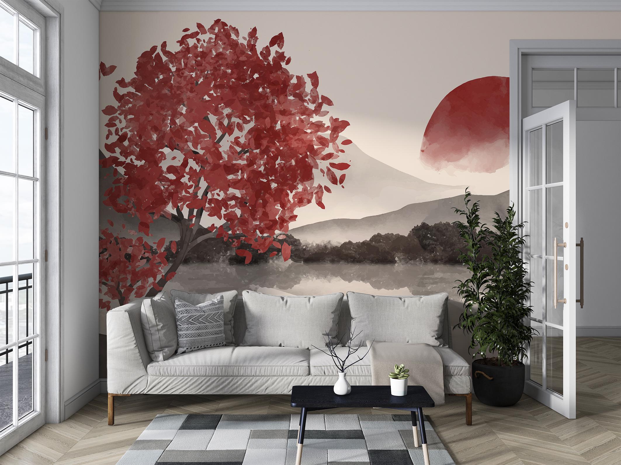 Фотошпалери флізелінові Upstream Японський пейзаж Червоне сонце над озером 368х245 см (S5NTR-109/7) - фото 6 Фотошпалери флізелінові Upstream Японський пейзаж Червоне сонце над озером 368х245 см (S5NTR-109/7) - фото 6