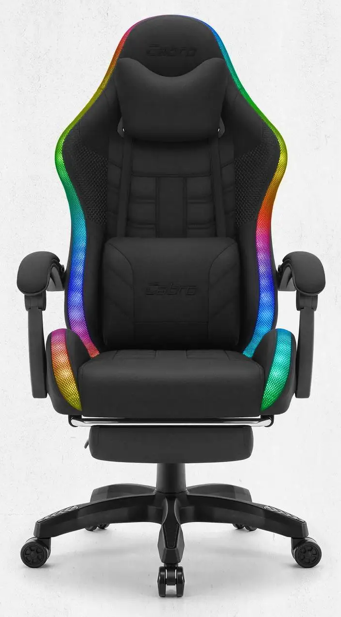Крісло геймерське з підставкою для ніг Cabro C501 RGB Black тканина до 150 кг (AN-С501BRGB) - фото 4 Крісло геймерське з підставкою для ніг Cabro C501 RGB Black тканина до 150 кг (AN-С501BRGB) - фото 4
