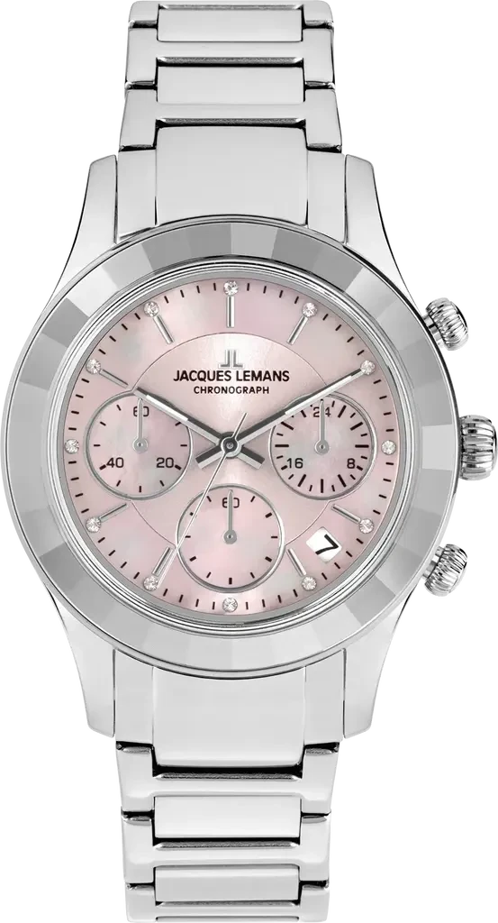 Наручные часы женские Jacques Lemans Sport 1-2151L со стальным корпусом WR 50 м и перламутровым циферблатом