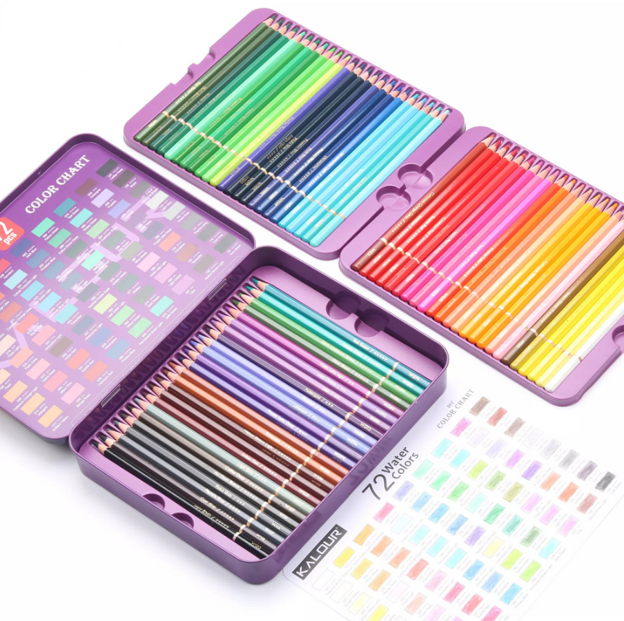 Набір акварельних олівців KALOUR 72 кольори в металевому пеналі - фото 5 Набір акварельних олівців KALOUR 72 кольори в металевому пеналі - фото 5
