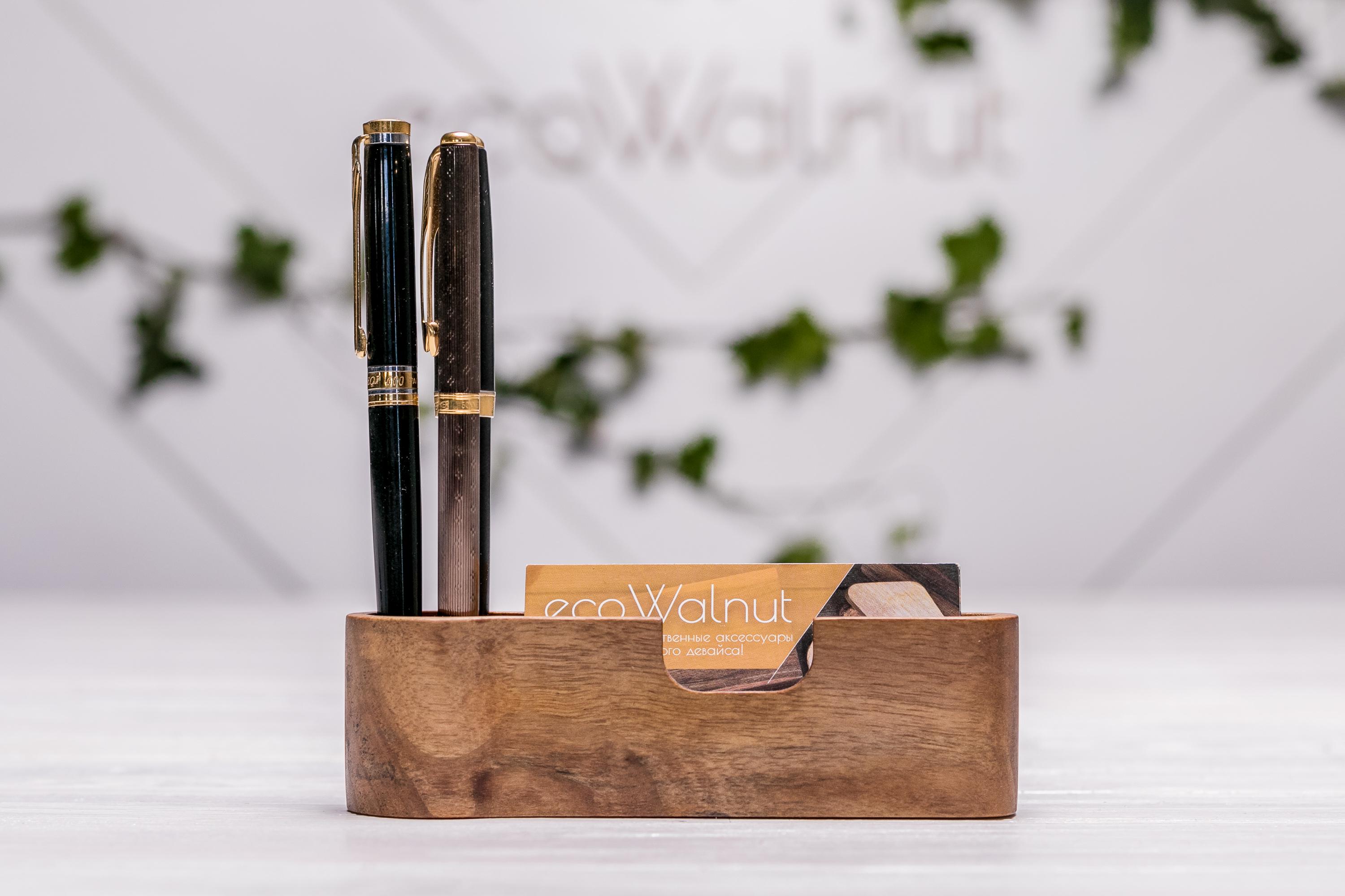 Підставка EcoWalnut для візиток та ручок з дерева з логотипом брендом (EW-44) - фото 7