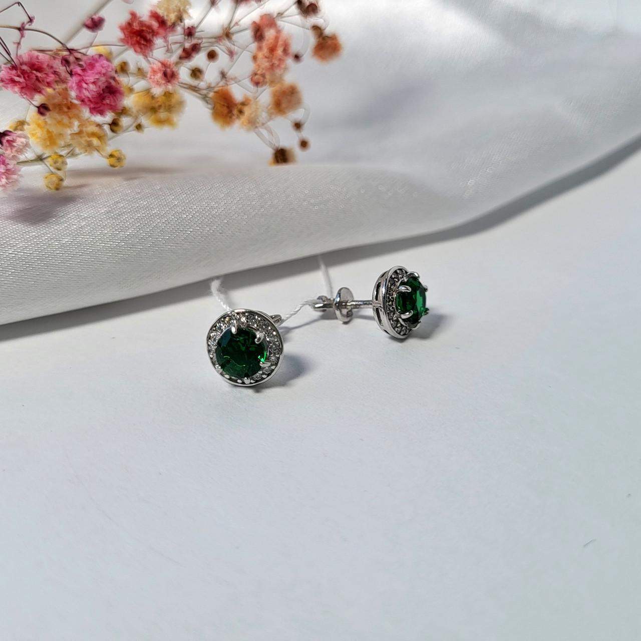 Серьги гвоздики Круг на закрутках из серебра 925 проба 2,78 г (430с)