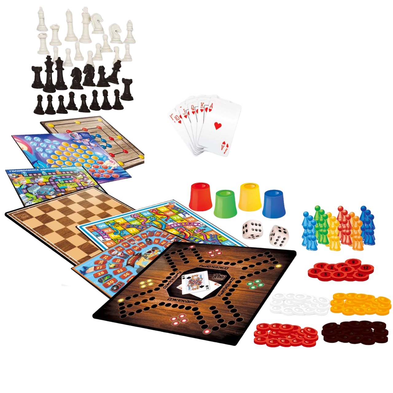 Настольная игра 4FUN Game Club 12 Поединков 92918 12/2 игровые поля/фишки/карты/шахматы/шашки/кубик (146114)