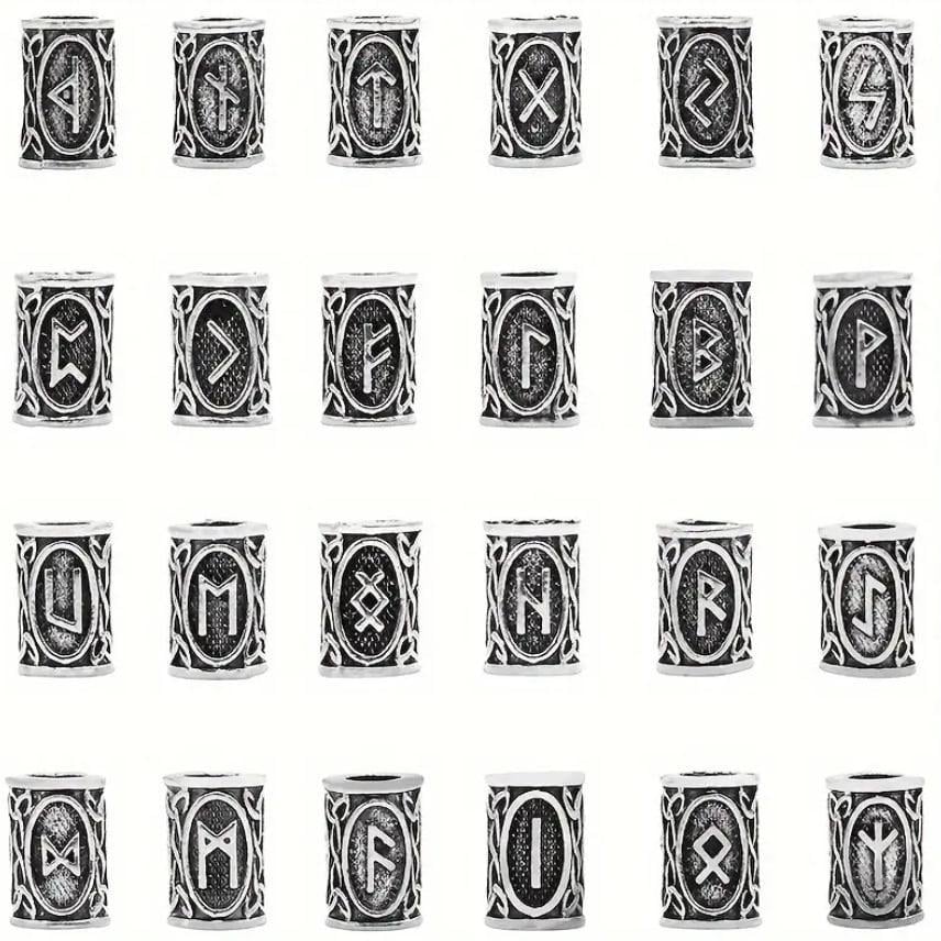 Бусины Руны викингов в мешочке 24 шт. Серебряный (28349446) Бусины Руны викингов в мешочке 24 шт. Серебряный (28349446)