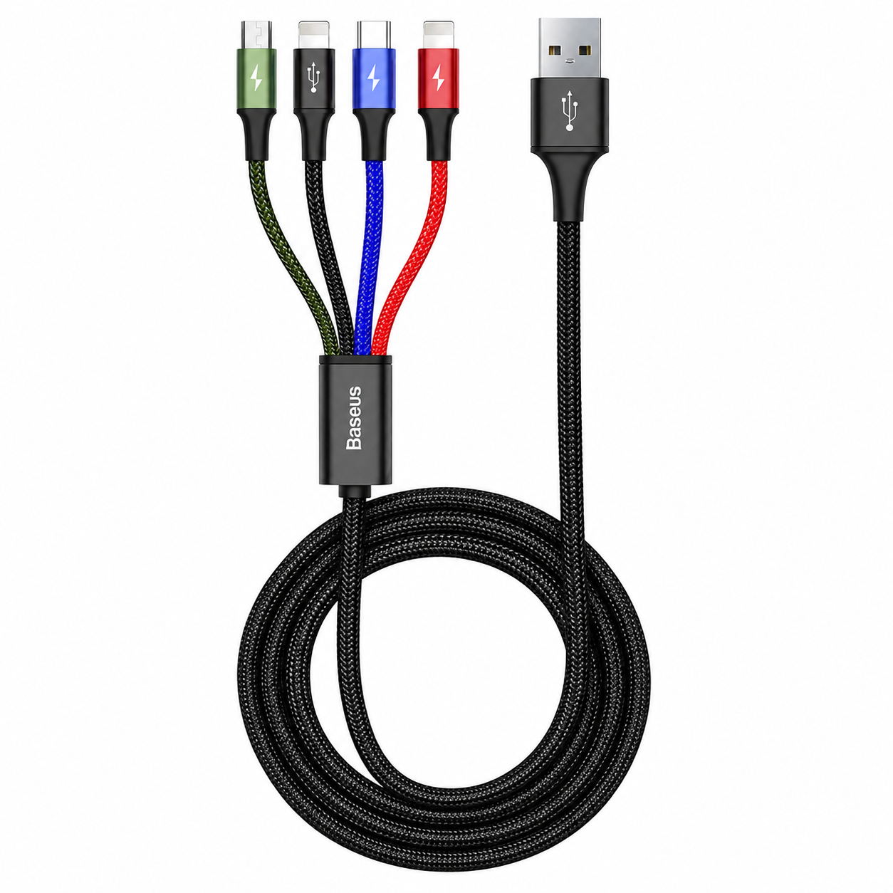 Кабель BASEUS Fast 4in1 Cable iPх2/Type-C/Micro USB to USB 3,5A 1,2 м Разноцветный (CA1T4-A01)
