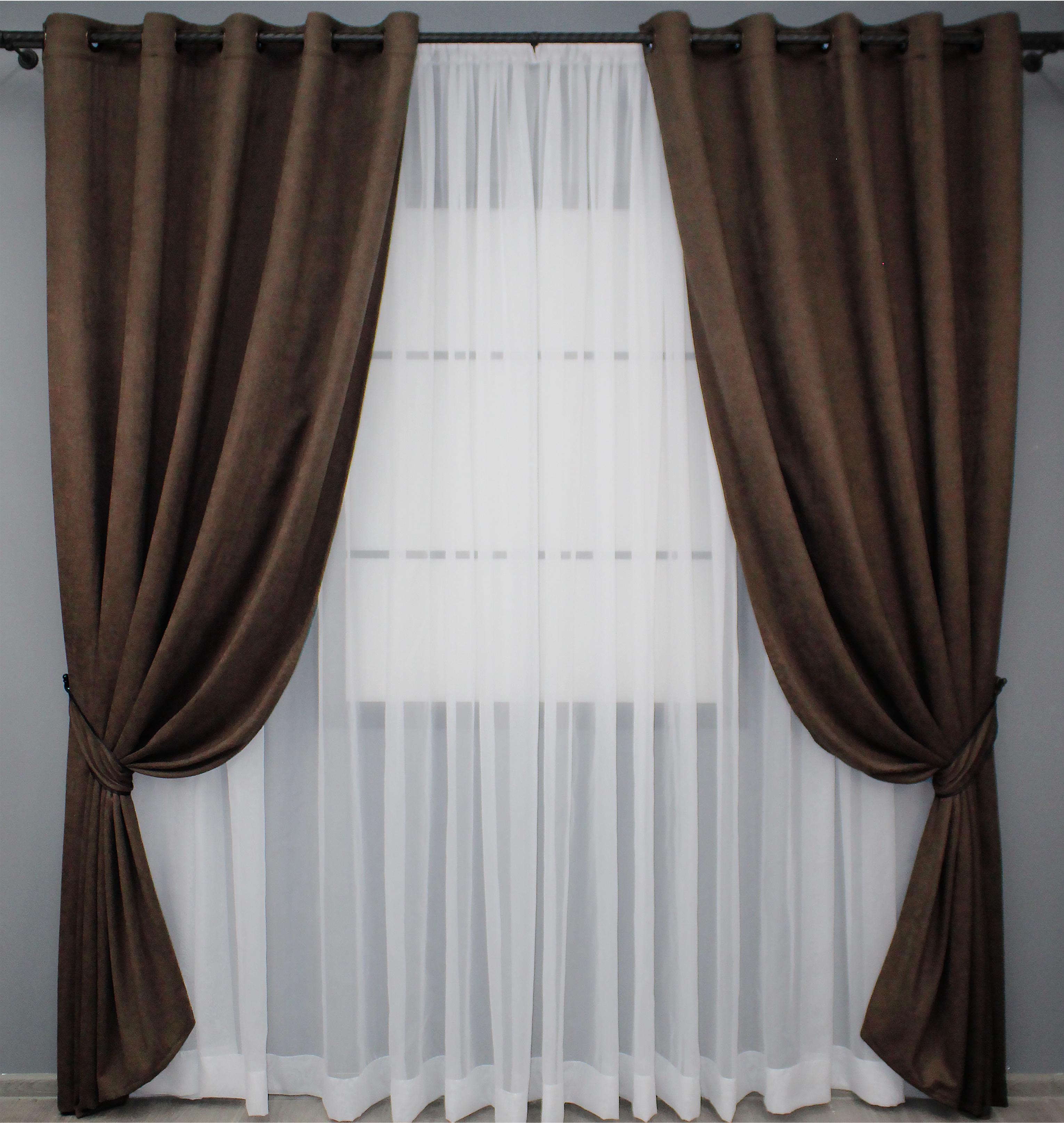 Комплект штор на люверсах VR-Textil Микровелюр Diamont № 1095ш Коричневый 150х250 см 2 шт. (37-0005)