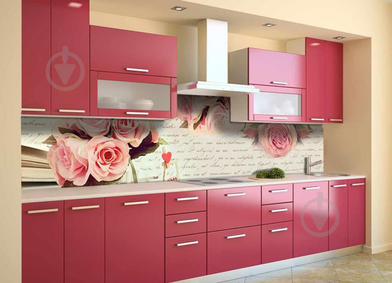 Скинали на кухню Zatarga «Письмо и Розы» 600х2500 мм виниловая 3Д наклейка кухонный фартук самоклеящаяся Z180828