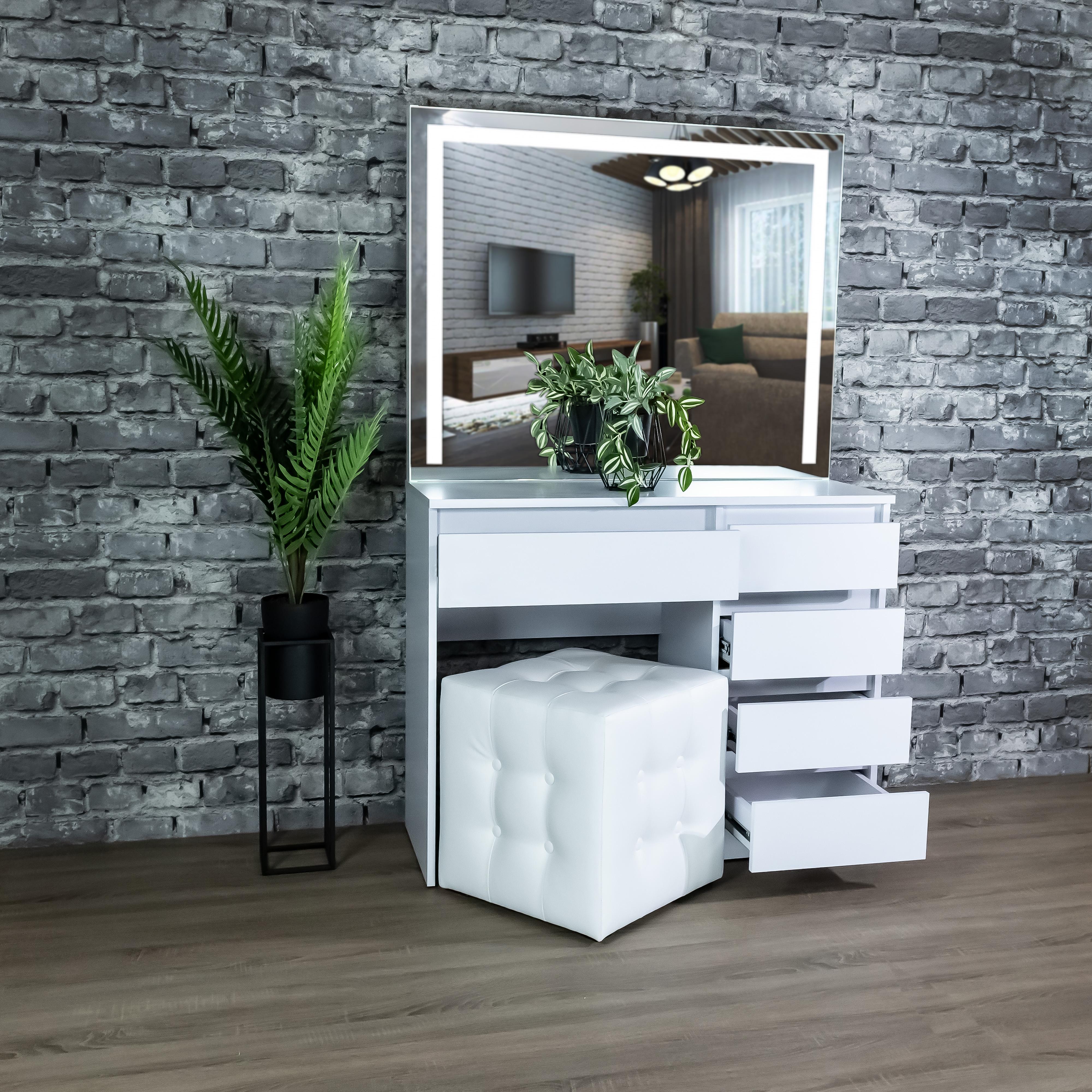 Стіл макіяжний з підсвіткою та шухлядками 160х100х40 см Білий (03/06) - фото 5 Стіл макіяжний з підсвіткою та шухлядками 160х100х40 см Білий (03/06) - фото 5