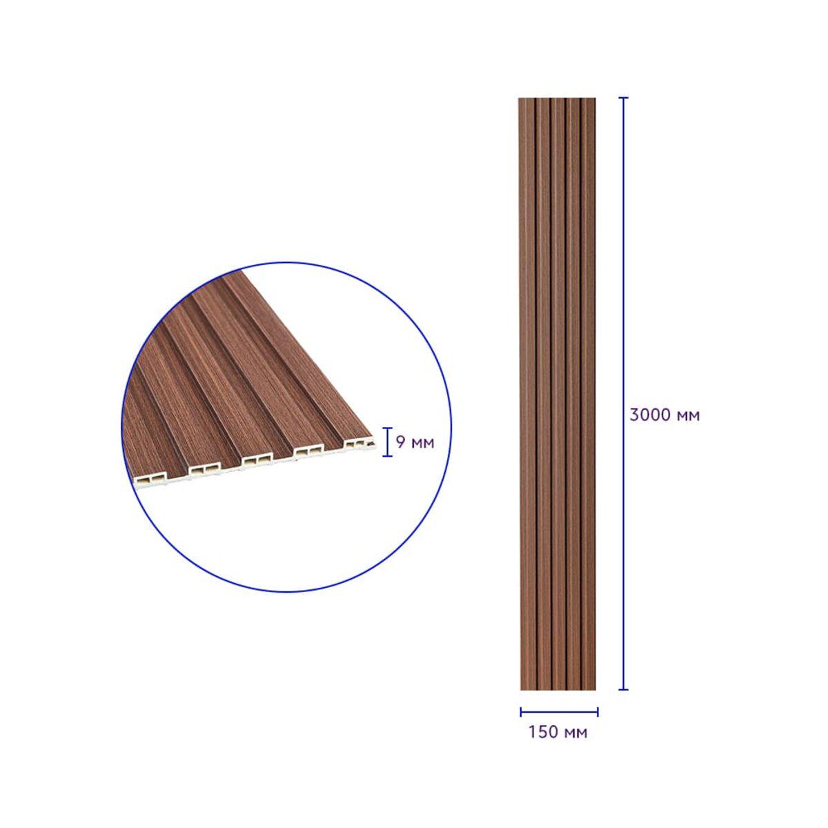 Рейка декоративная WPC стеновая 3000х150х9 мм D Капучино (SW-00001868) - фото 3