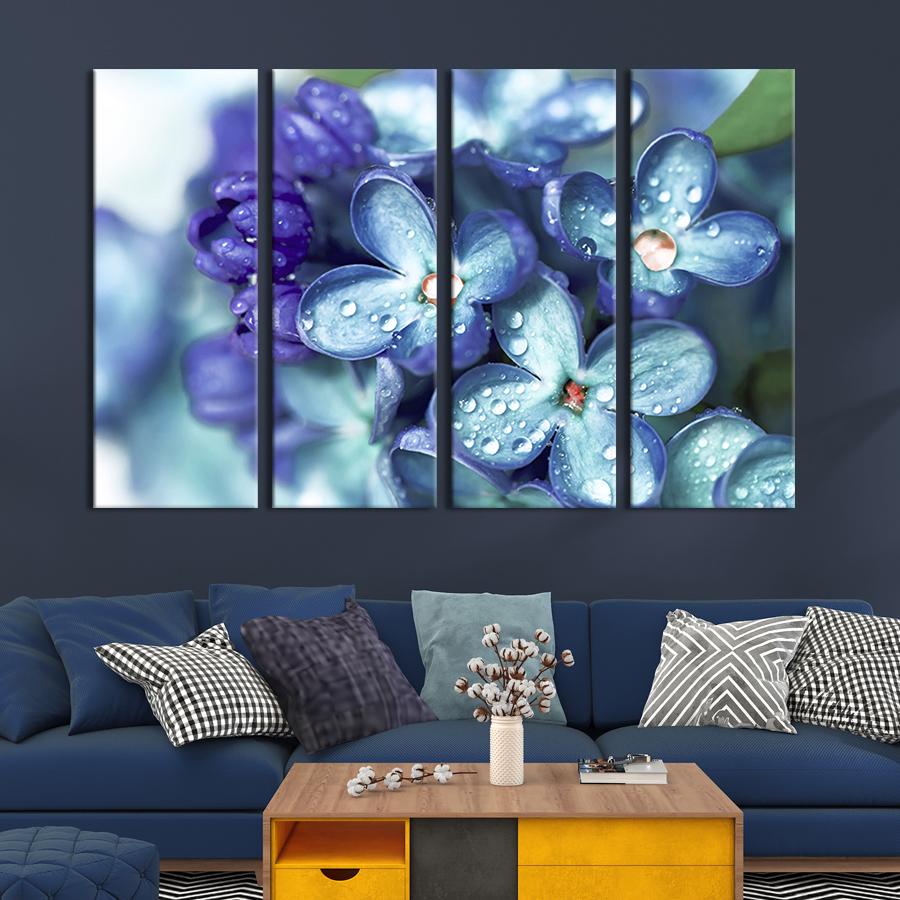 Модульная картина на холсте Полиптих Лазурные цветы 149x93 см (235-41)