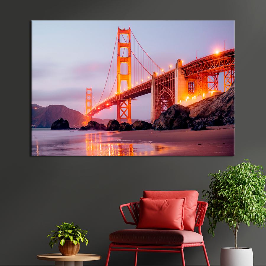 Картина город Знаменитый мост Золотые Ворота 120x80 см (A574-1)