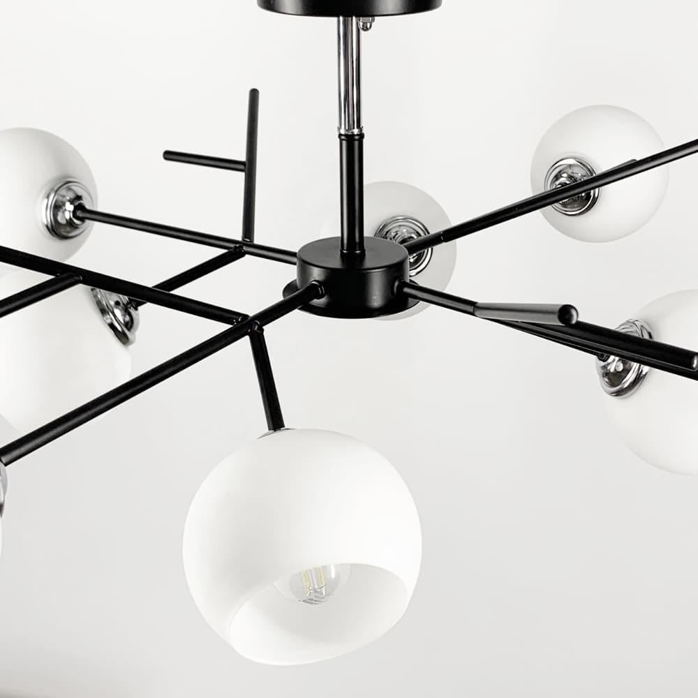 Люстра на 8 белых плафонов Ø 85 см Черный (088N/8 BK+CH+WT) - фото 2 Люстра на 8 белых плафонов Ø 85 см Черный (088N/8 BK+CH+WT) - фото 2
