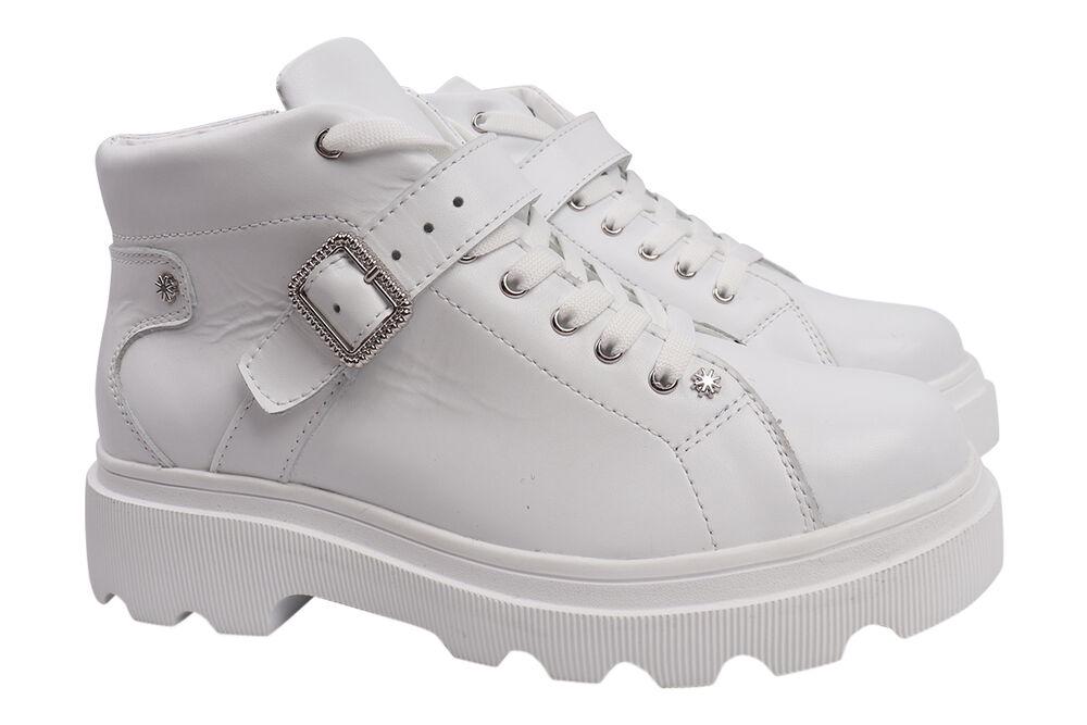 Ботинки женские Visazh из кожи на низком ходу на шнуровке р. 40 Белый (171-20DHC)