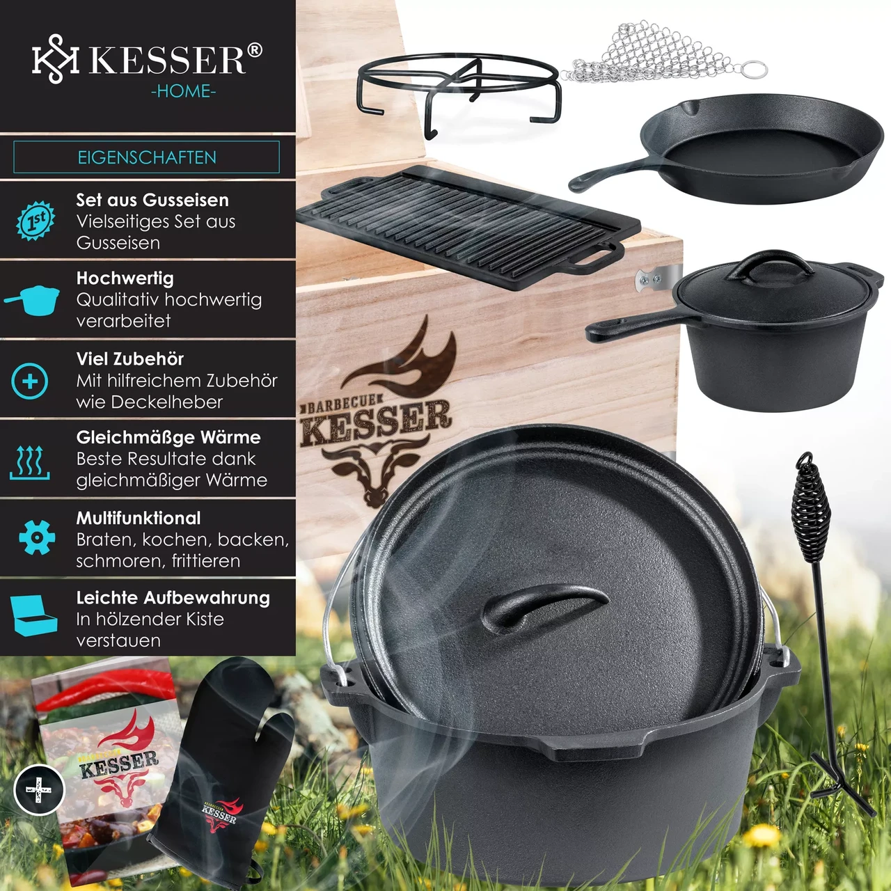 Посуд туристичний KESSER чавун 10 предметів - фото 2