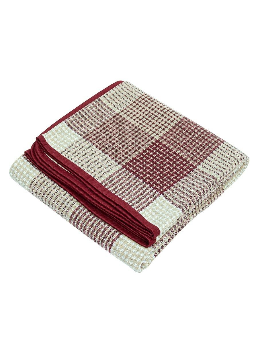 Плед/покрывало хлопковое Vladi 100х140 см Бежевый/Бордовый (76113b4b)