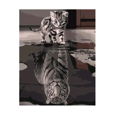 Набір для розпису за номерами Strateg Кіт та тигр 40х50 см (VA-0500-mt)
