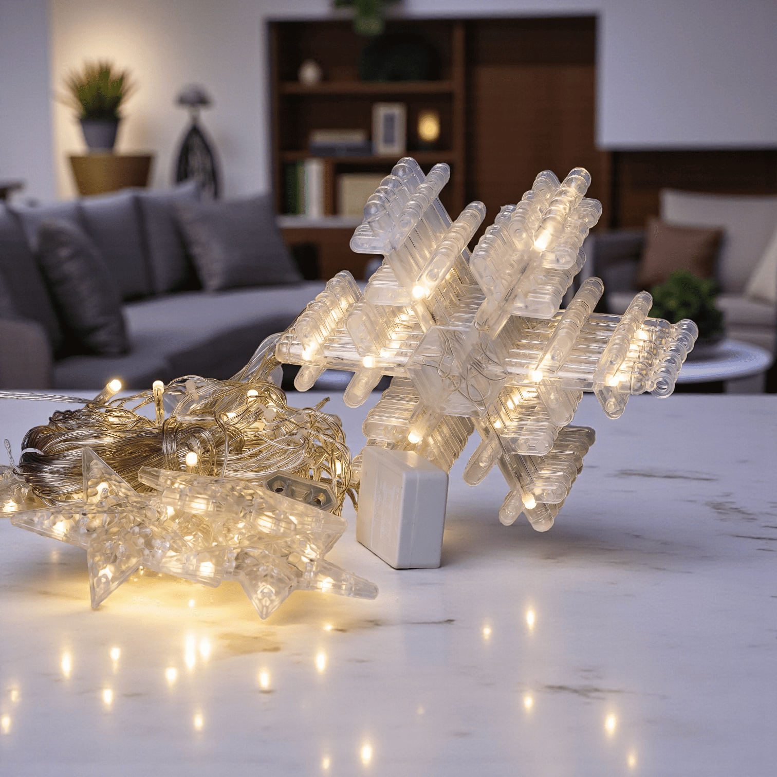 Гирлянда сетевая в форме снежинок и звездочек 10 фигур размер 3х0,9 м 145 диодов Желтый (1733068Y) Гирлянда сетевая в форме снежинок и звездочек 10 фигур размер 3х0,9 м 145 диодов Желтый (1733068Y)