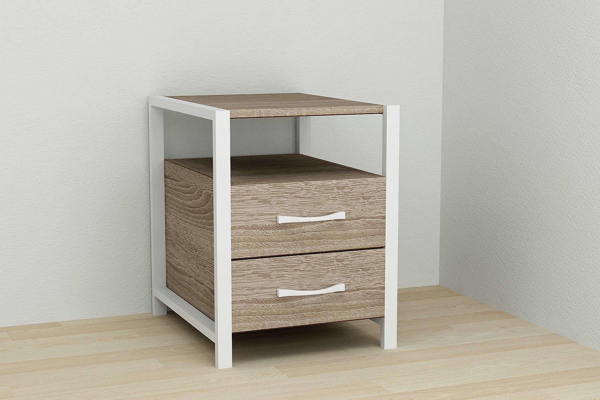 Тумба универсальная Ferrum-decor Вивьен 2/2 ДСП 16 мм 50x41x40 см Белый/Дуб Сонома Трюфель (FRD-104164)