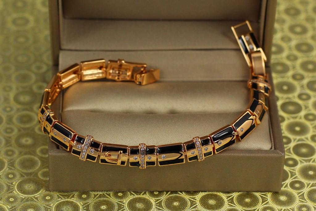Браслет Xuping Jewelry ремешок с чернением 17 см х 6 мм Золотистый (2067792688)