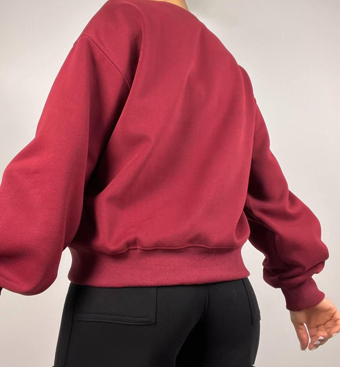 Світшот жіночий A-N 25057 з малюнком ведмедиком попереду середньої довжини комфорт OS Бордовий (3340) - фото 5 Світшот жіночий A-N 25057 з малюнком ведмедиком попереду середньої довжини комфорт OS Бордовий (3340) - фото 5