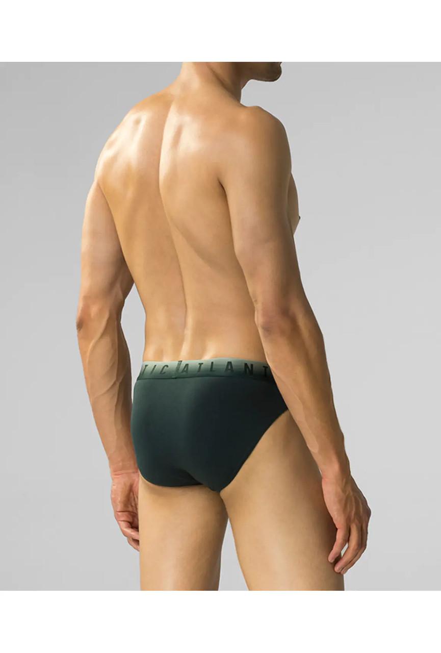 Набор трусов-брифов мужских Atlantic 3MP-173 средней посадки хлопковых 3 шт. M Каберне/Черный/Изумрудный (2403322075) - фото 3