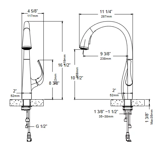 Смеситель кухонный Kraus KPF-1675 с выдвижной лейкой Черный (10674253) - фото 4 Смеситель кухонный Kraus KPF-1675 с выдвижной лейкой Черный (10674253) - фото 4