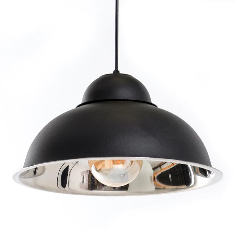 Люстра подвесная лофт Atmolight Bell P360 на одну лампу Черный / Хром (1375)