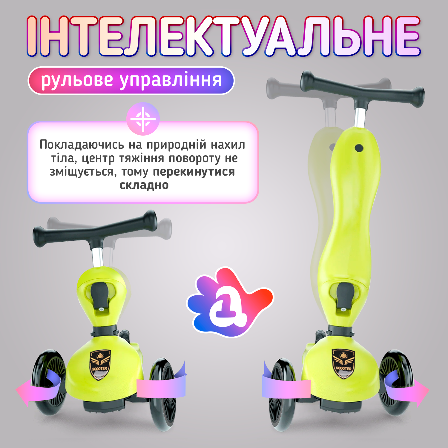 Самокат-трансформер Scooter 3в1 A1 Зеленый (ZC-2201) - фото 7