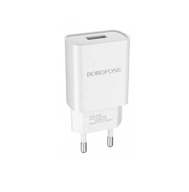 Зарядное устройство кружевное Borofone BA20A Sharp 1Port USB 2,1A White (м00192)