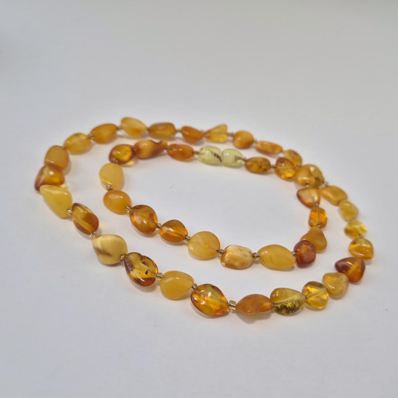 Намисто із натурального Бурштину лікувальний необроблений 49 см Жовто-коричневий (бурштин49/200жк)